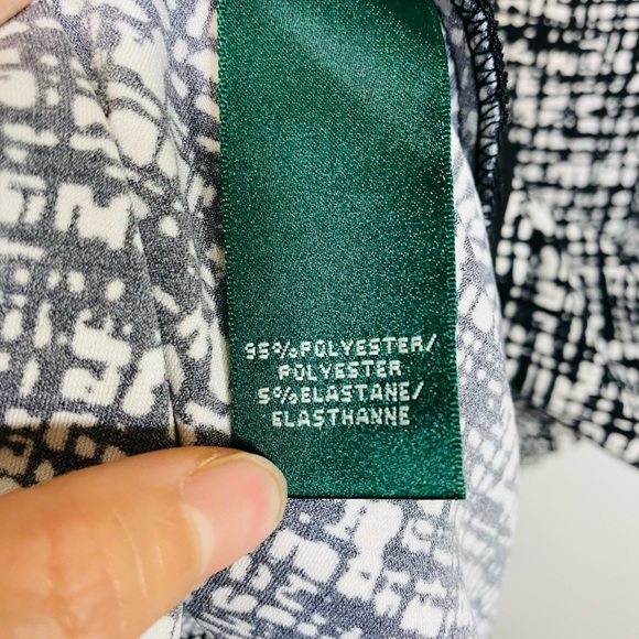 Lauren Ralph Lauren Womens A-Line Dress Size 14 Black White Printed Long Sleeve - Picture 8 of 8